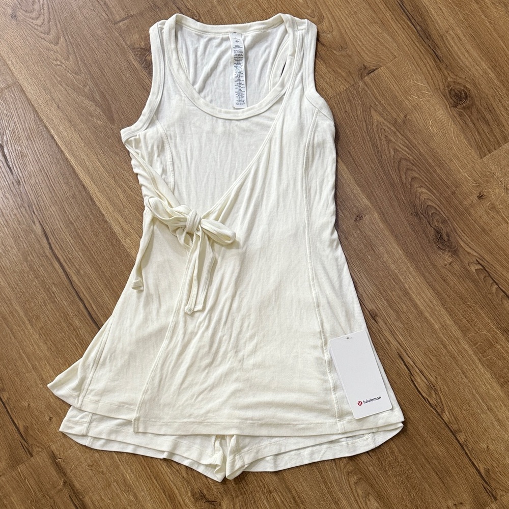 NWT Lululemon Athletica Cream Modal Wrap Romper 4” liner length